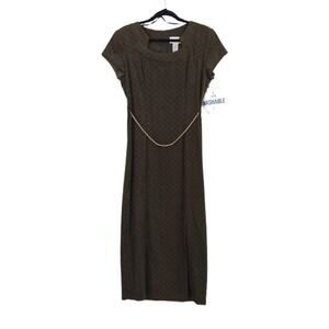 Women's Maxi Dress Size 9/10 Olive Green Cap Sleeves Chain Scarlett New